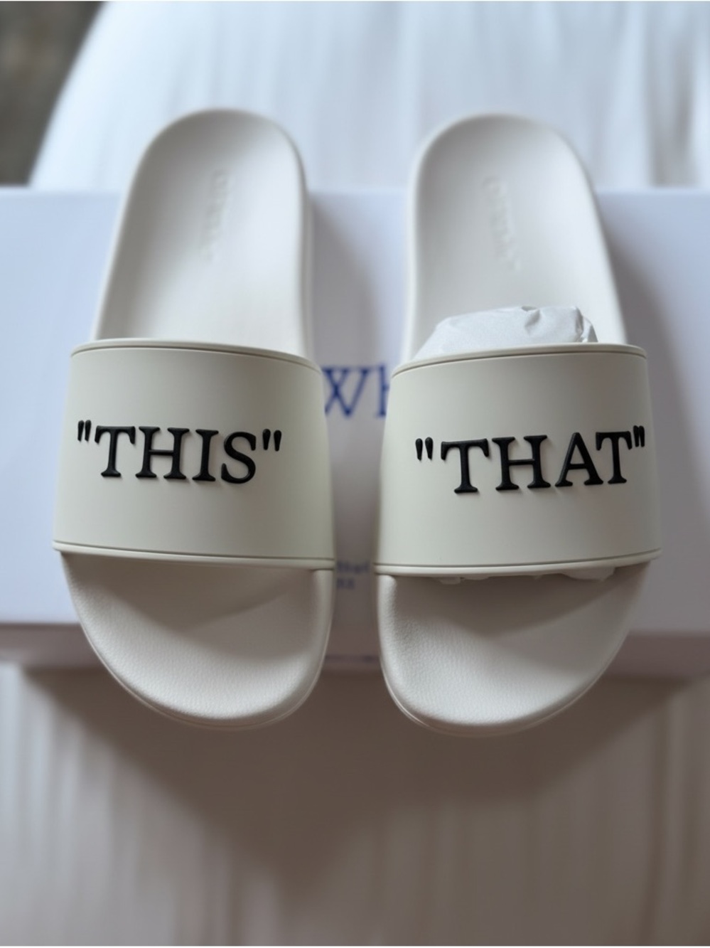Off-White White "THIS" "THAT" Slide Sandals